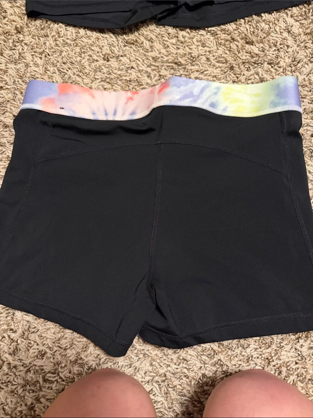 Nike Black Bike Shorts with Multicolor Tie-Dye Waistband